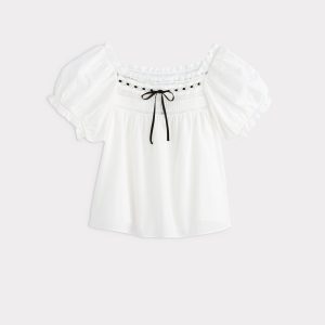 Arabella Bow Blouse :: White And Black