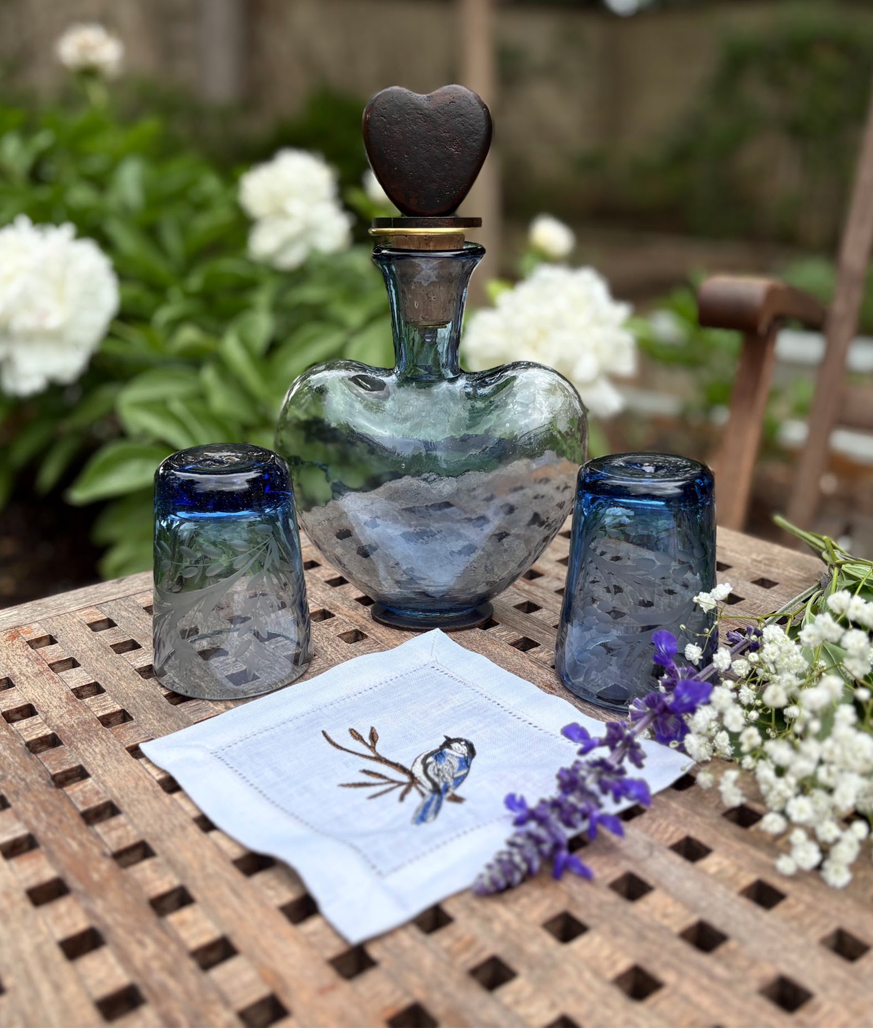 Azalea Heart Decanter :: Blue - Image 2