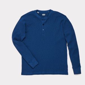 Dylan Waffle Henley :: Heathered Indigo