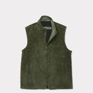 Quilted Suede Vest :: Loden