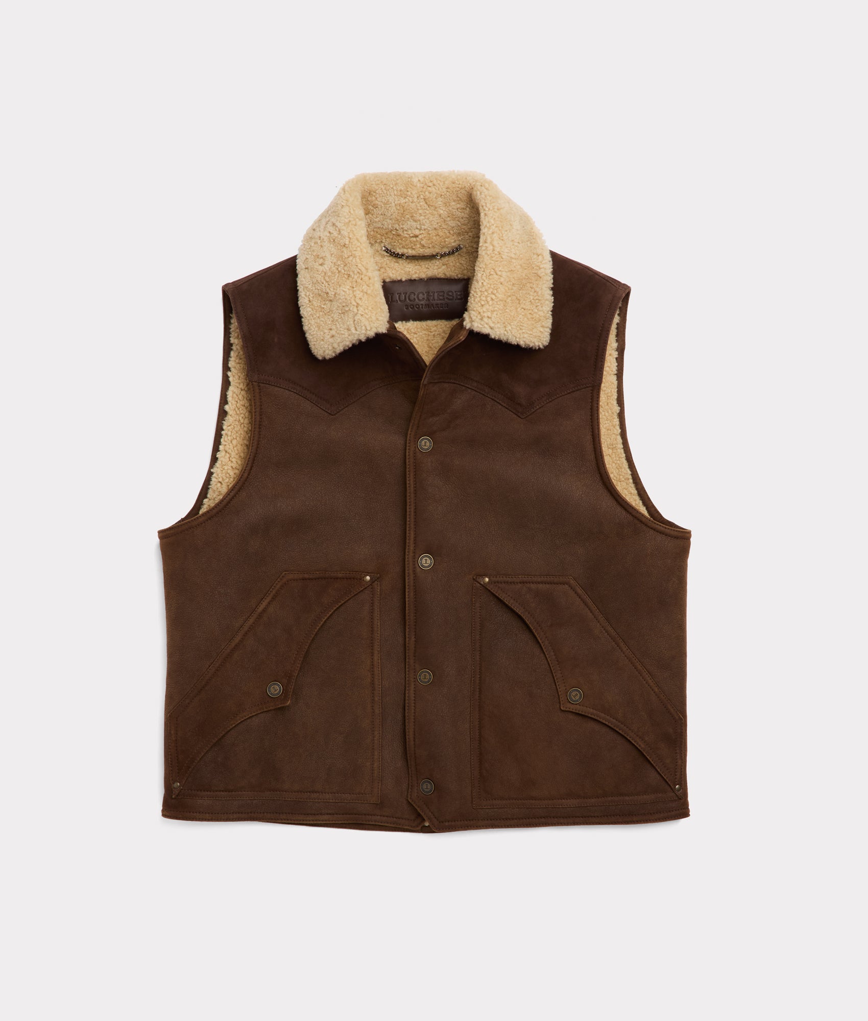 Dustin Yoked Shearling Vest :: Brown