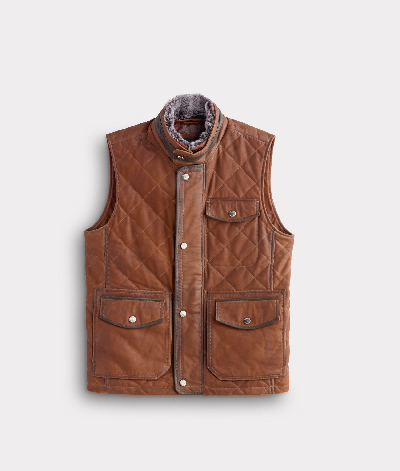 Vail Quilted Leather Vest :: Bourbon