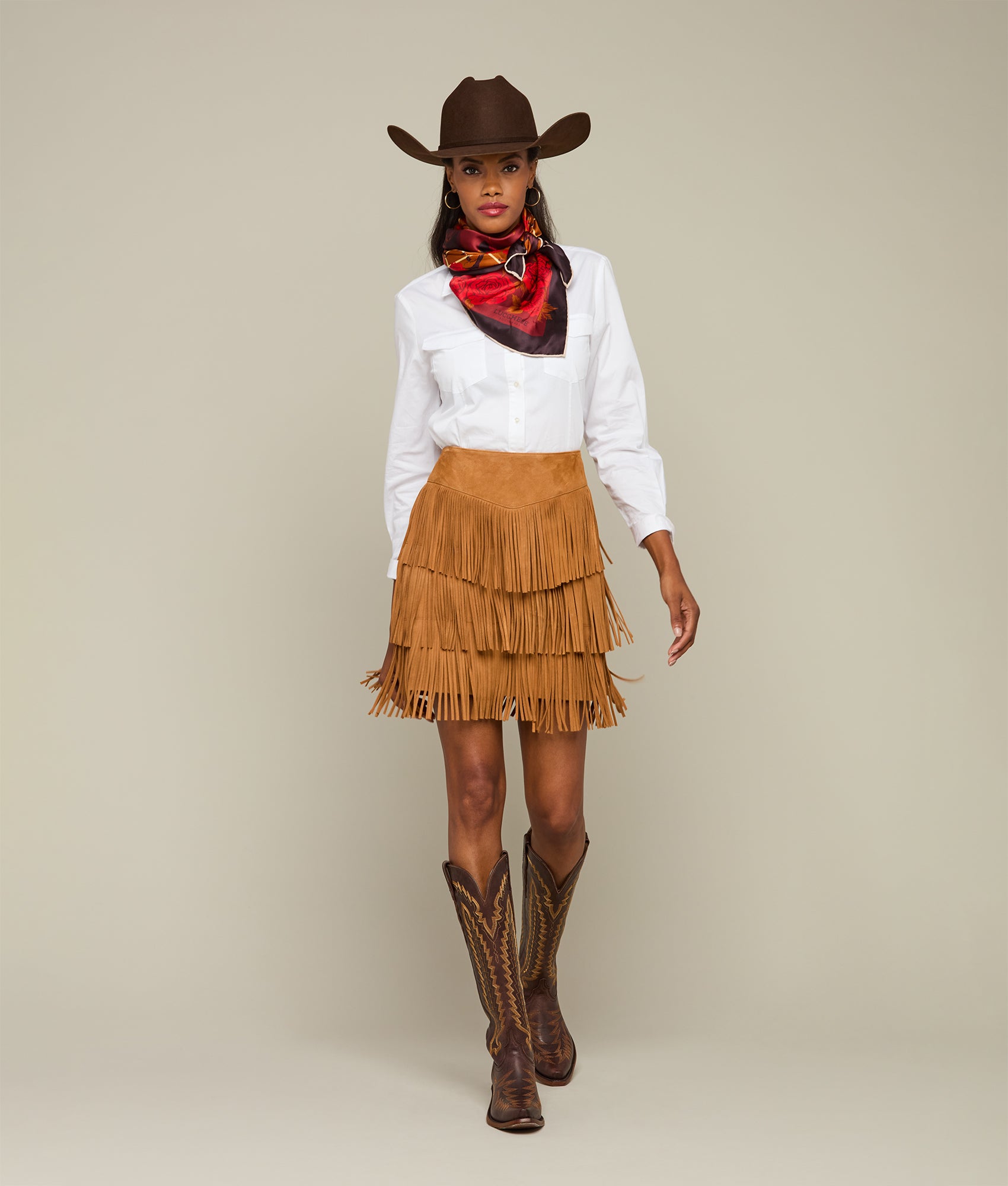Annabelle Fringe Skirt :: Cinnamon - Image 2