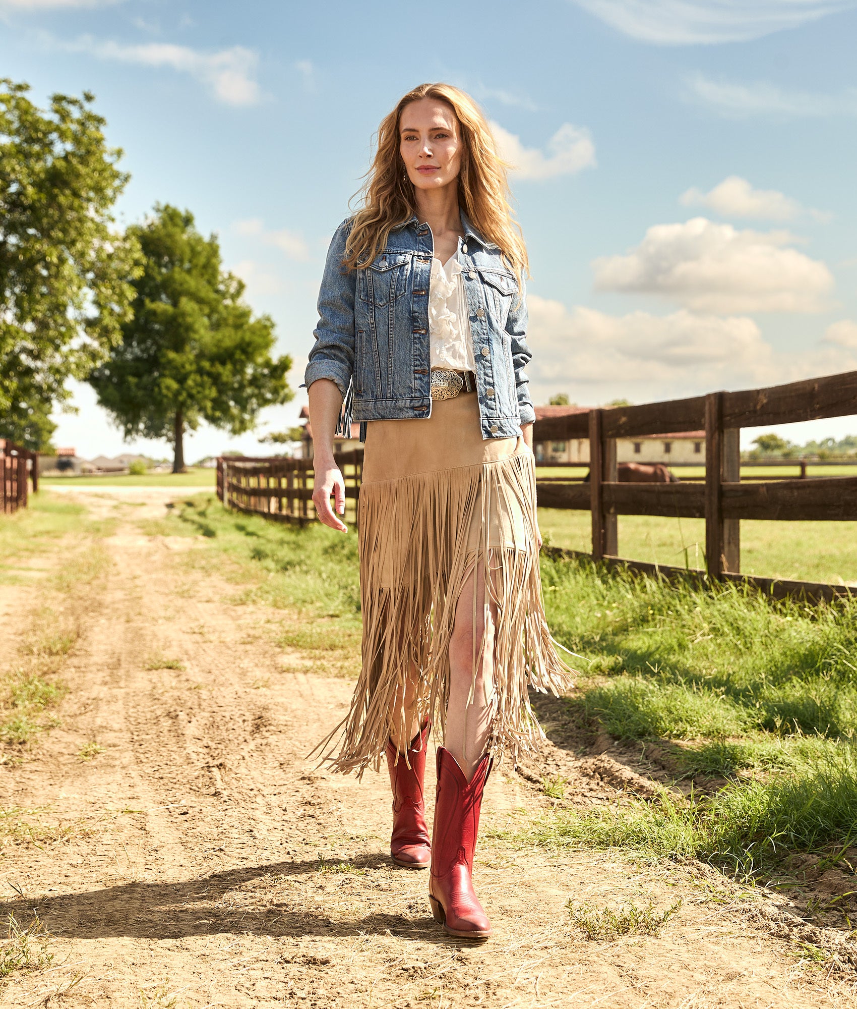 Rhiannon Fringe Skirt :: Bone - Image 2