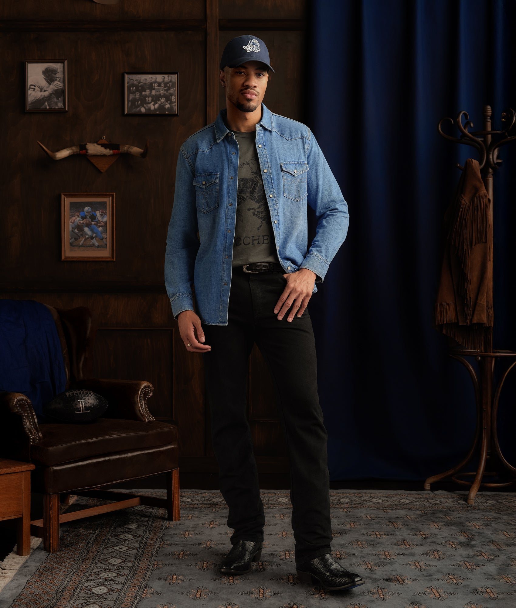 Cowboy Joe Cap :: Navy - Image 2