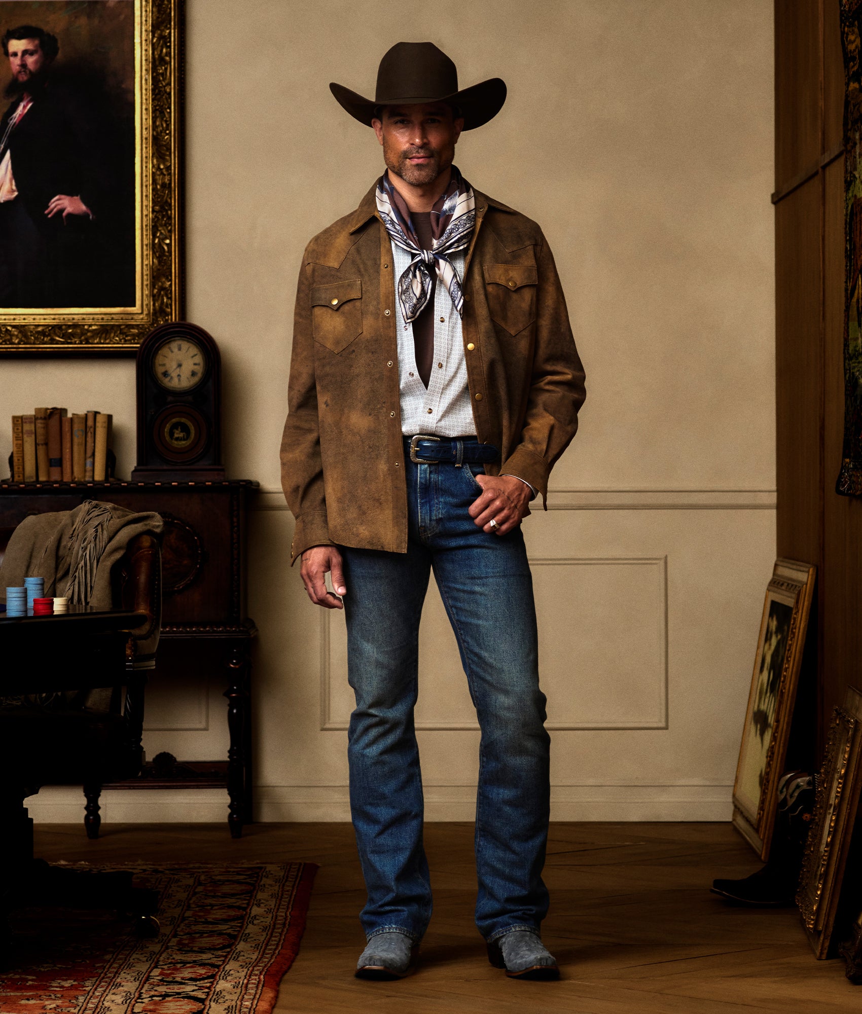 El Paso Cowboy Fit:: Gold/White/Navy Multi - Image 2