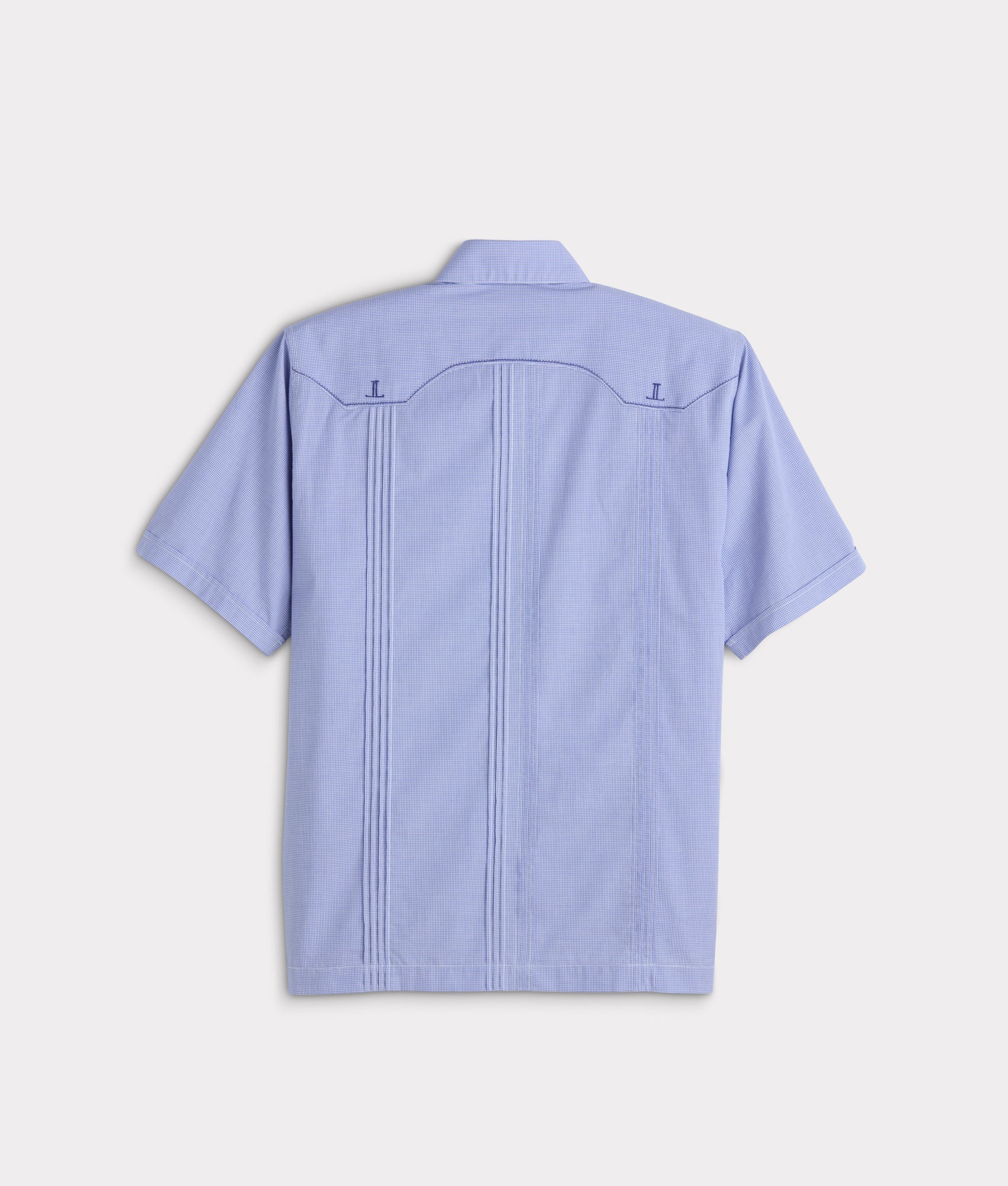 Guayabera Shirt :: Light Blue And White Gingham - Image 5