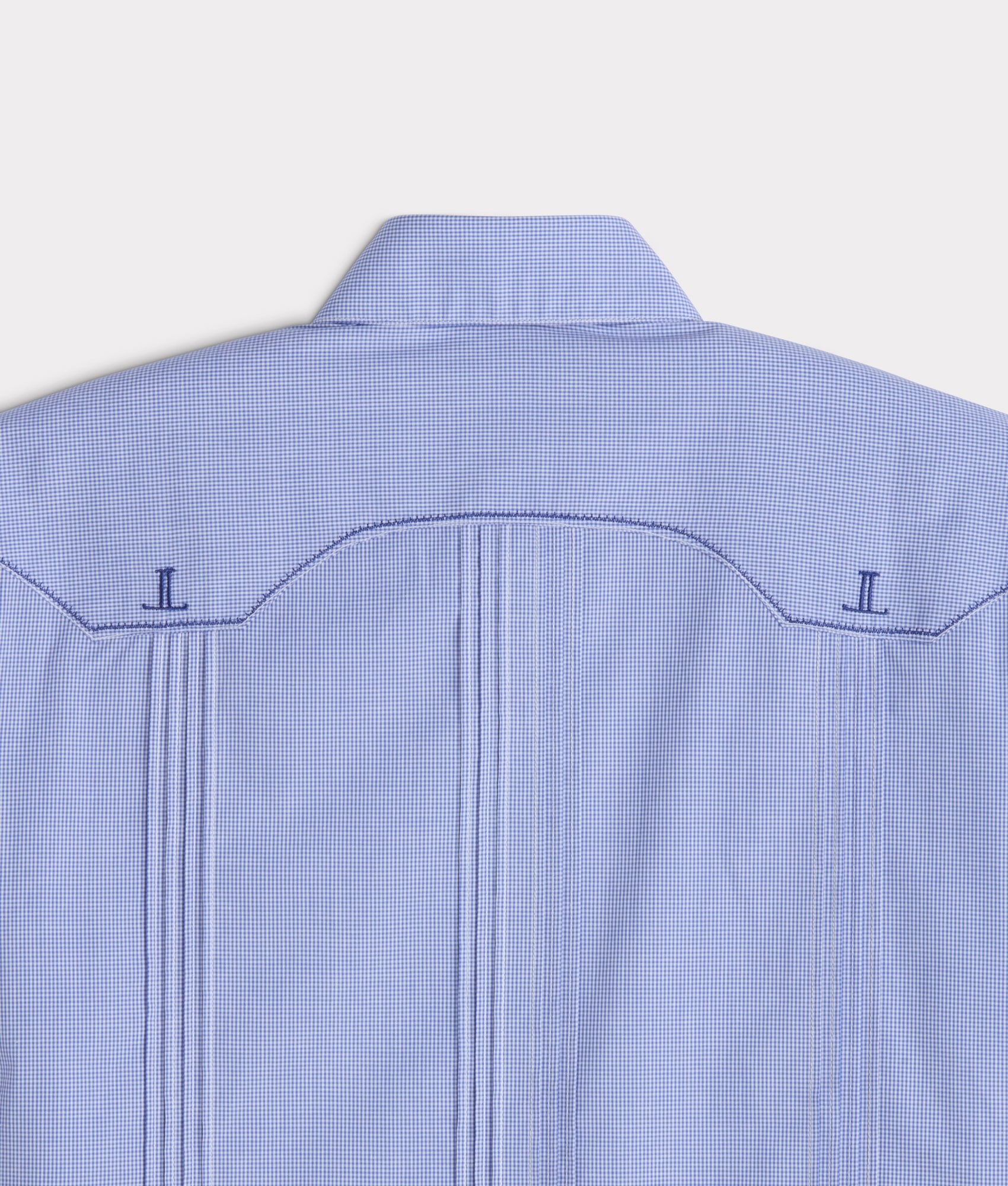 Guayabera Shirt :: Light Blue And White Gingham - Image 6