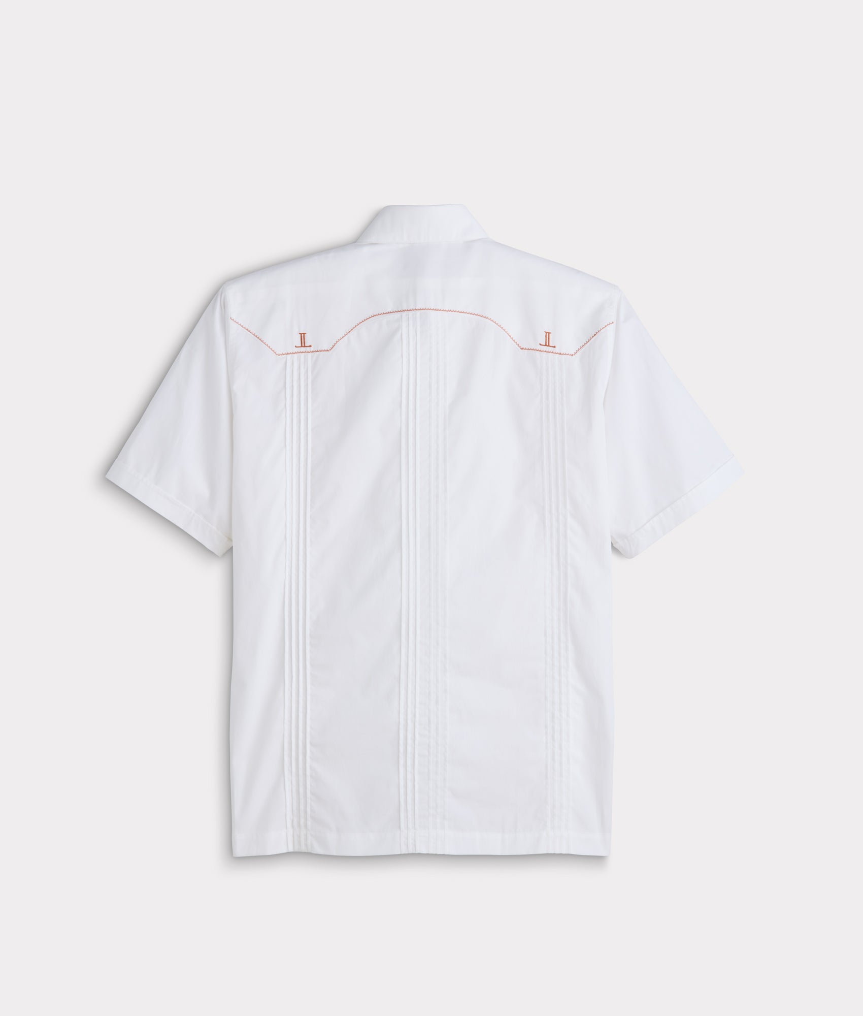 Guayabera Shirt :: White And Orange Gingham - Image 3