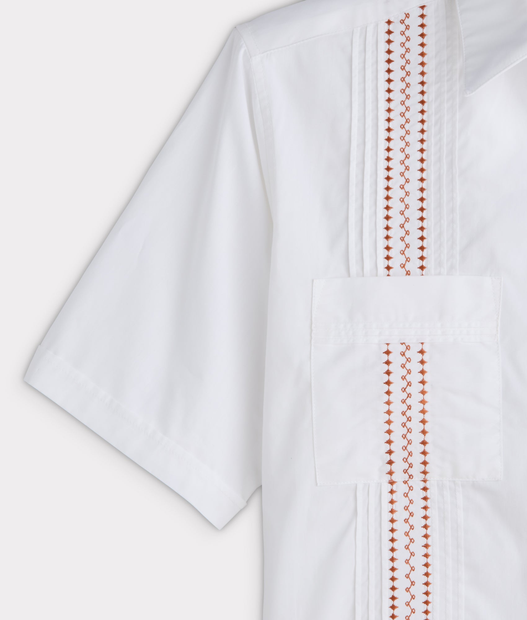 Guayabera Shirt :: White And Orange Gingham - Image 4