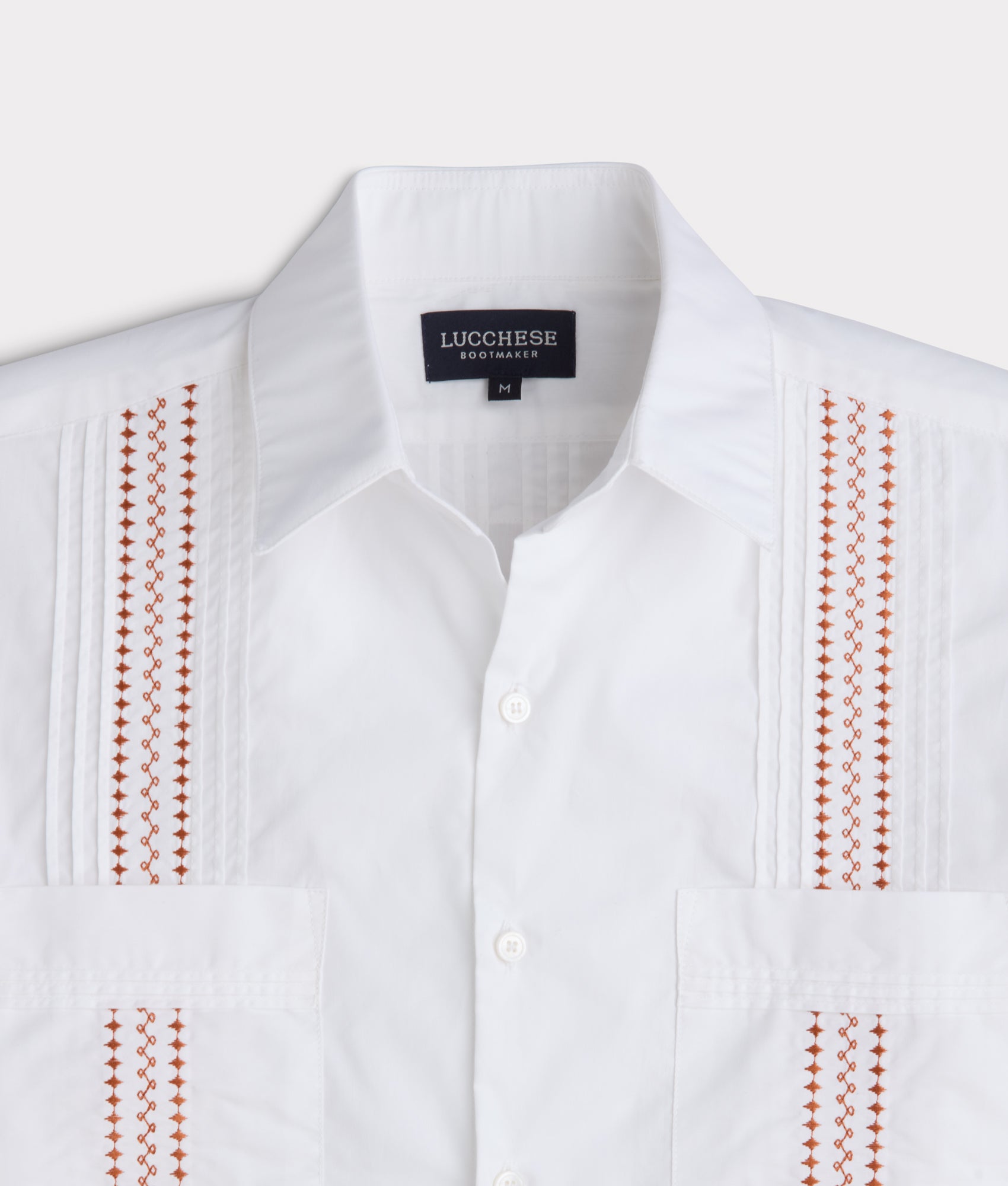 Guayabera Shirt :: White And Orange Gingham - Image 6