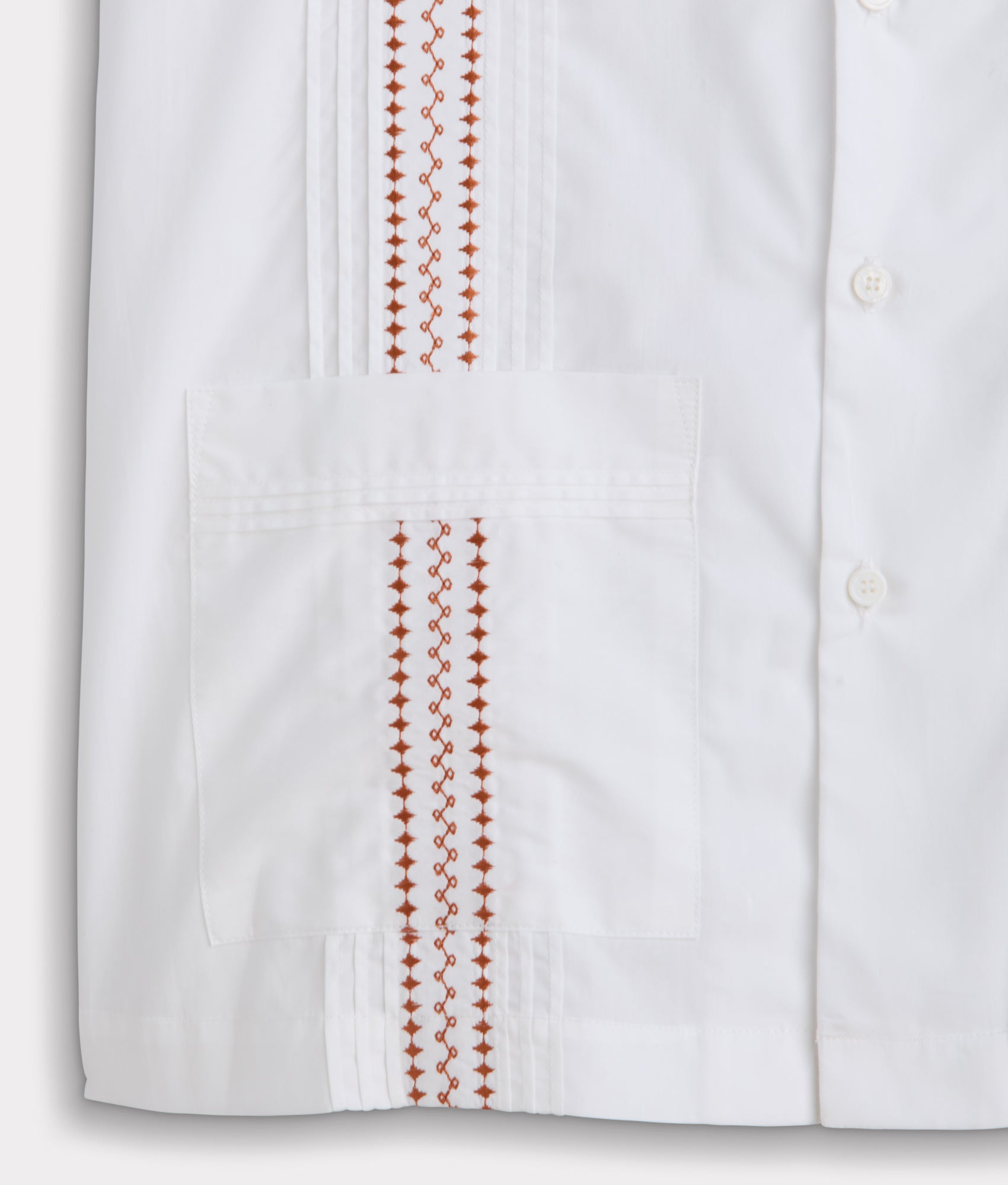 Guayabera Shirt :: White And Orange Gingham - Image 11