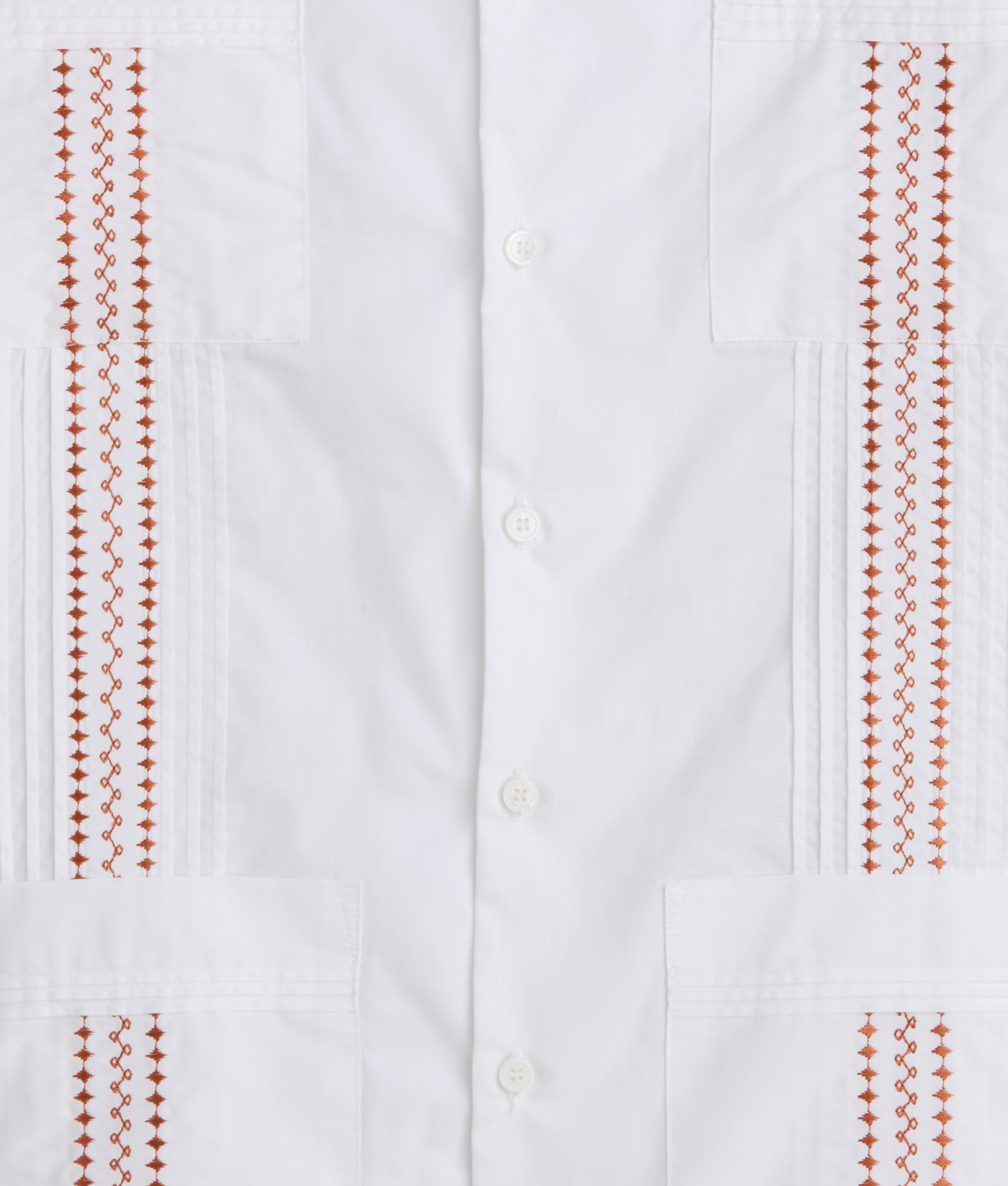 Guayabera Shirt :: White And Orange Gingham - Image 7