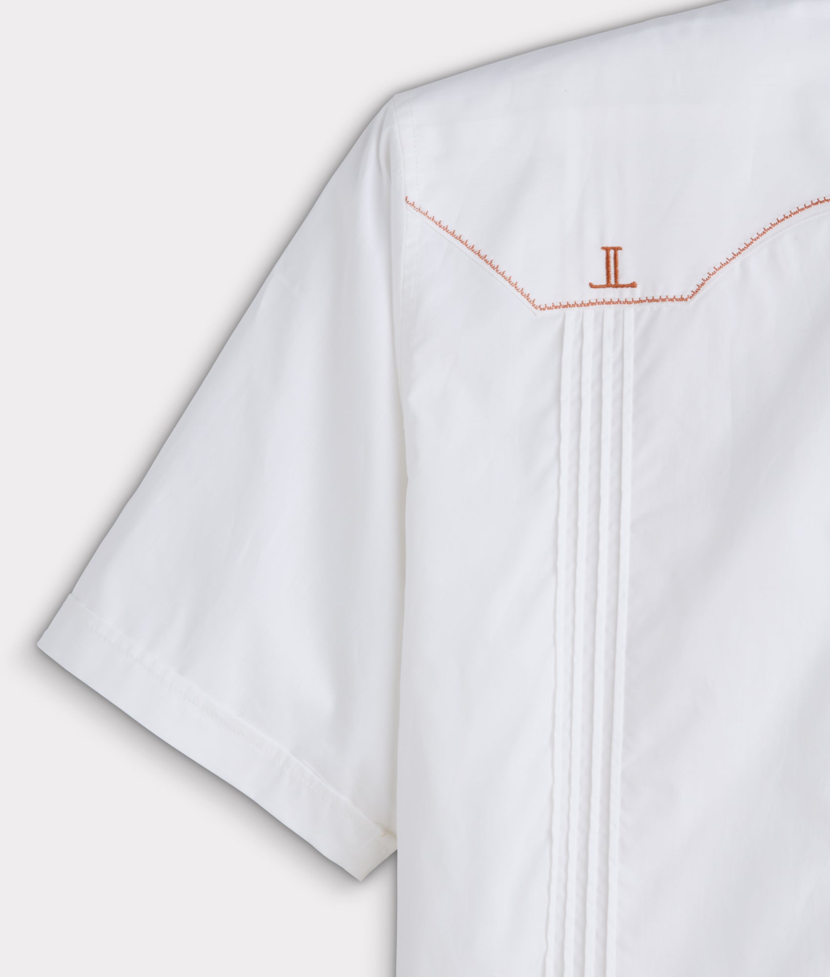 Guayabera Shirt :: White And Orange Gingham - Image 5