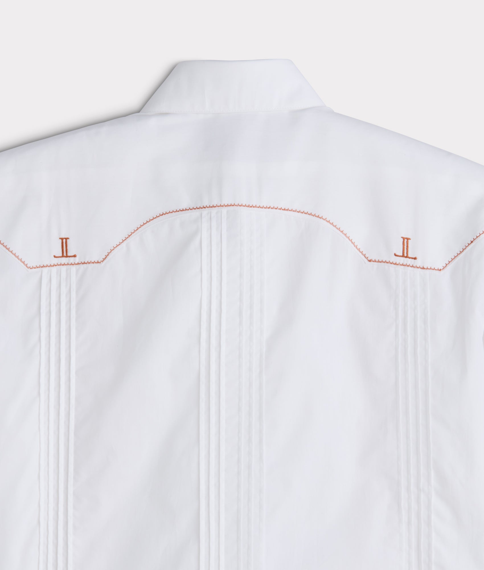 Guayabera Shirt :: White And Orange Gingham - Image 9