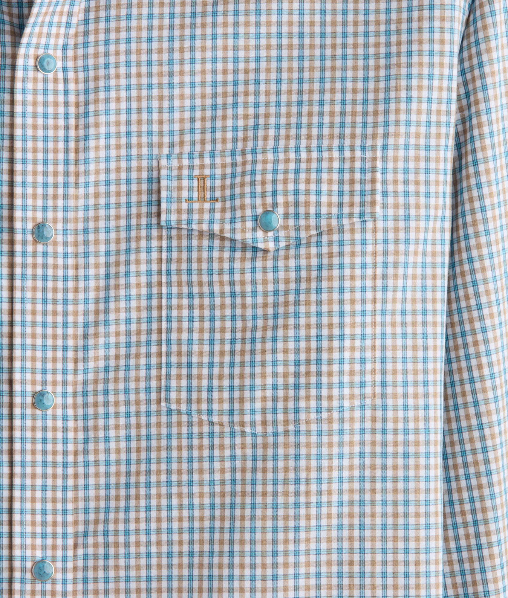 El Paso Tailored Fit :: Tan And Turquoise Check - Image 5