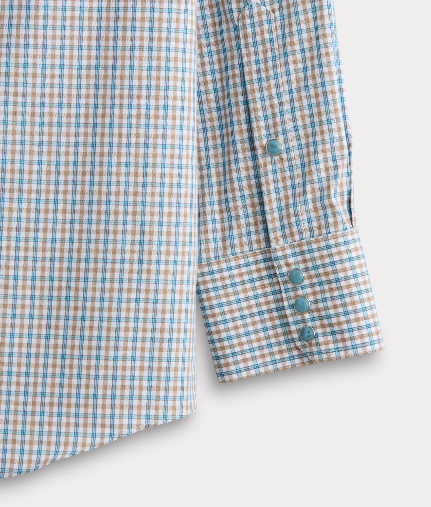 El Paso Tailored Fit :: Tan And Turquoise Check - Image 8