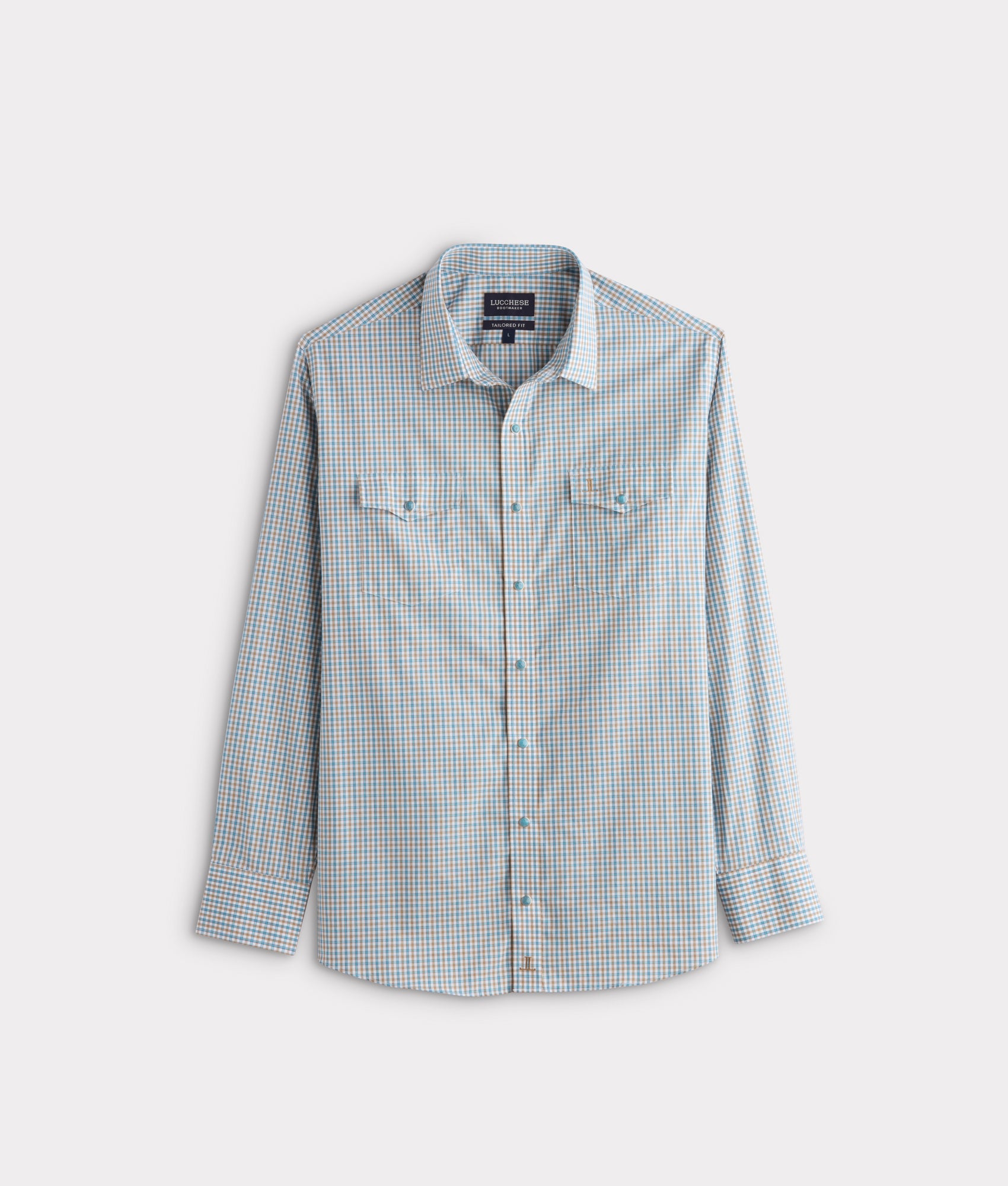 El Paso Tailored Fit :: Tan And Turquoise Check