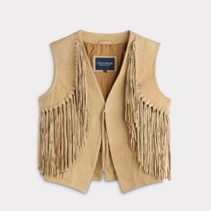 Dakota Suede Fringe Leather Vest :: Natural
