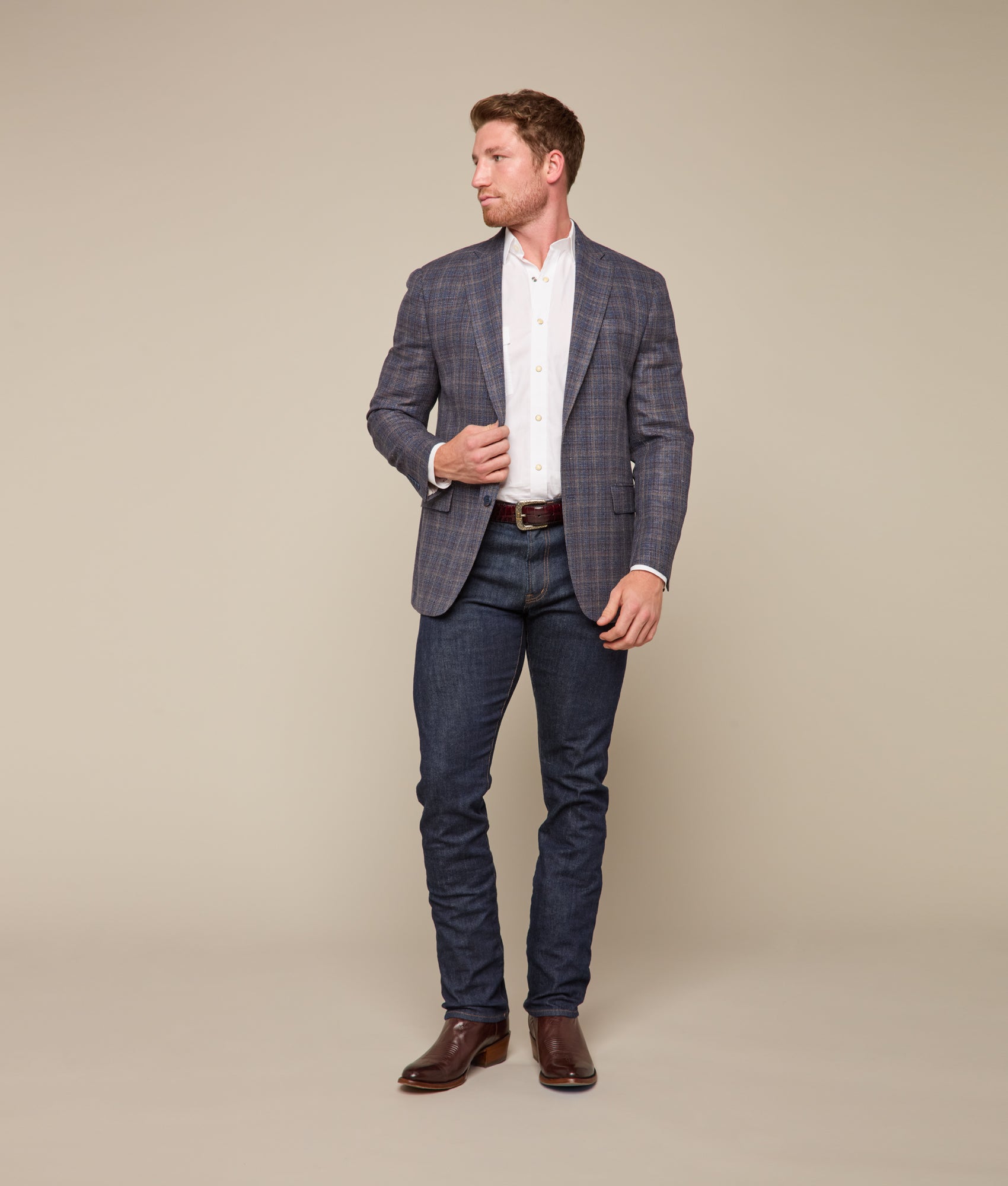 Lucchese Sport Coat :: Navy Plaid - Image 2