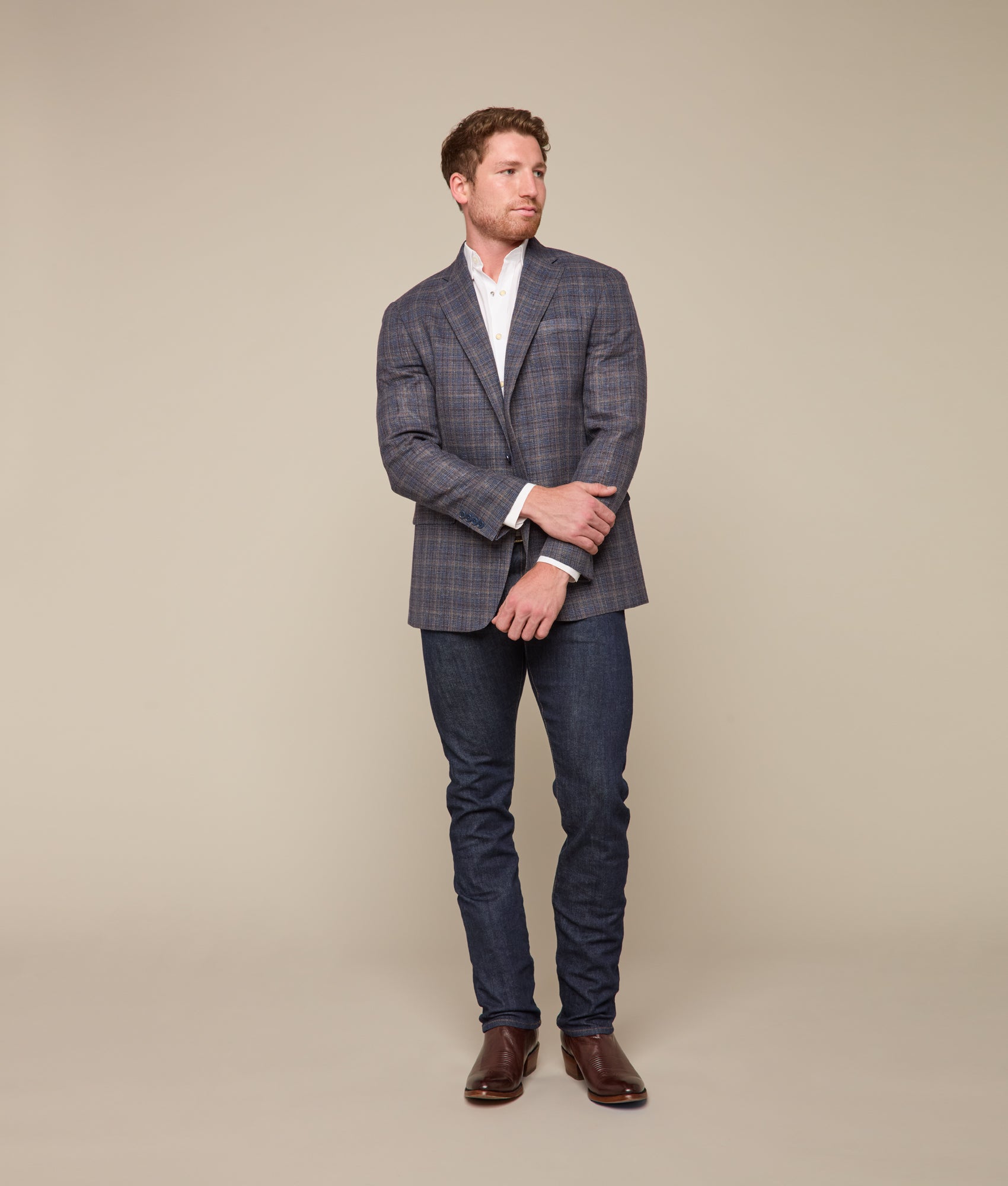 Lucchese Sport Coat :: Navy Plaid - Image 6