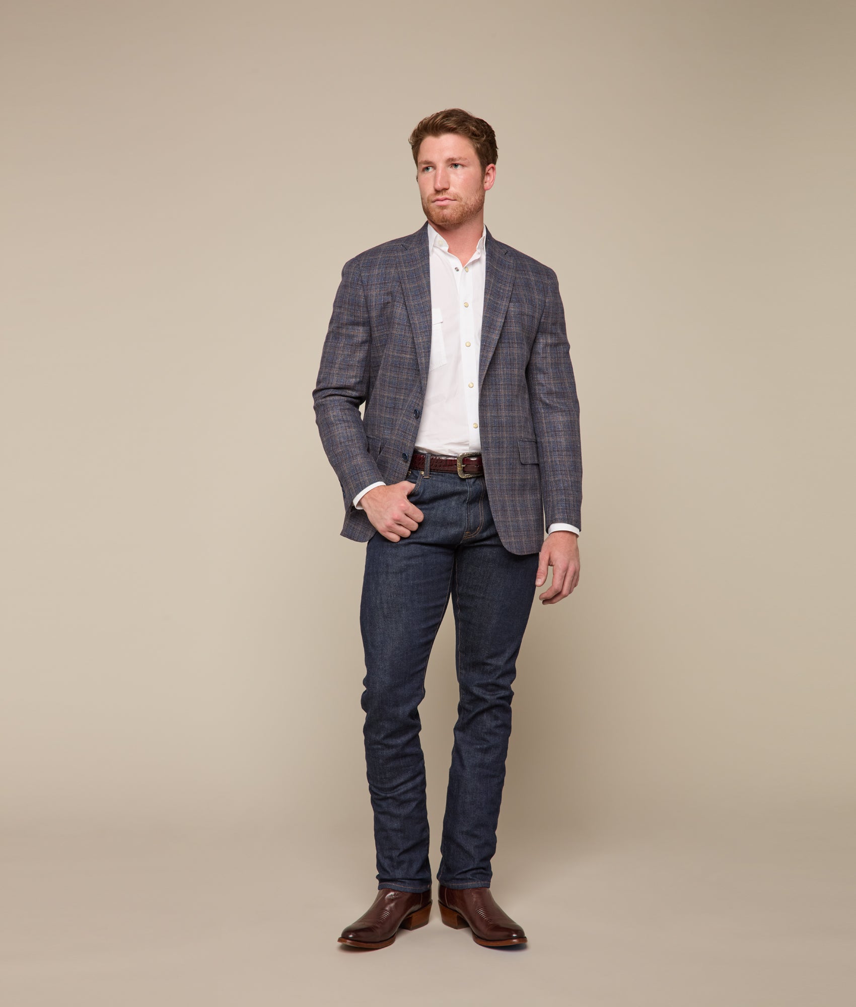 Lucchese Sport Coat :: Navy Plaid - Image 8