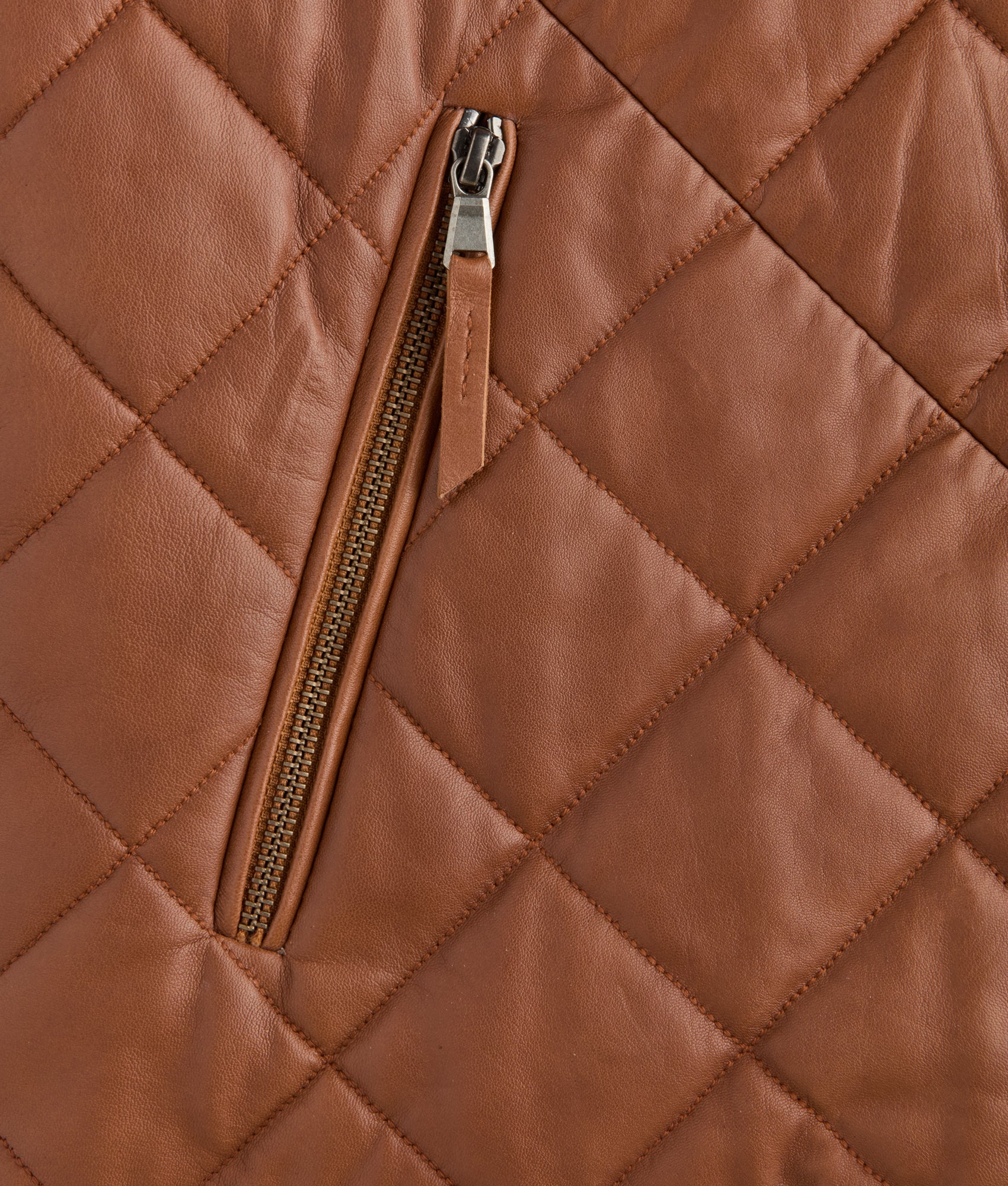 McCoy Lamb Leather Puff Vest :: Cognac - Image 9