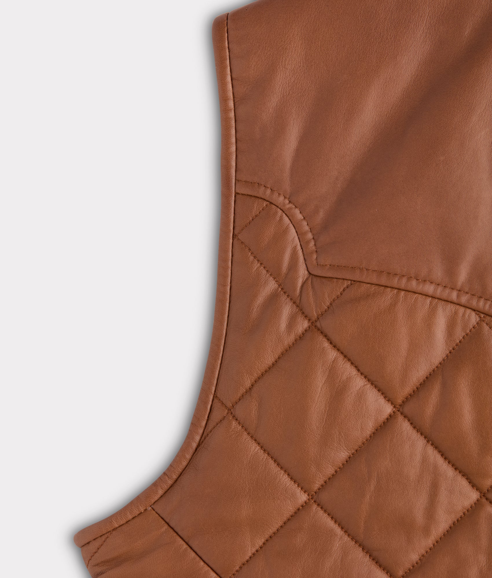 McCoy Lamb Leather Puff Vest :: Cognac - Image 4