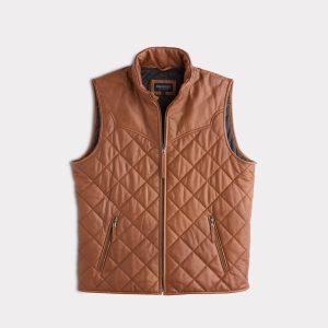 McCoy Lamb Leather Puff Vest :: Cognac