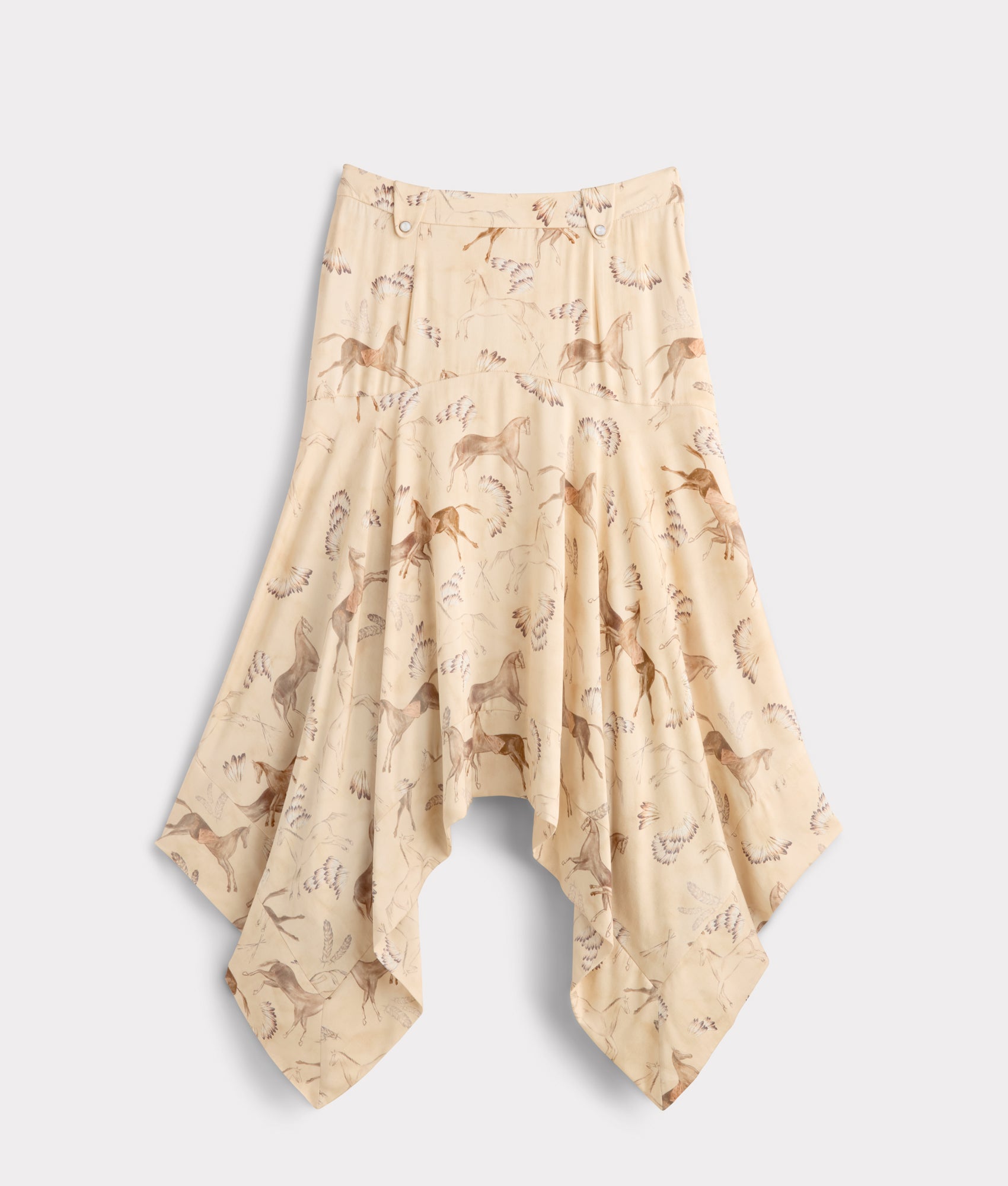 Chenay Equestrian Print Hankerchief Skirt :: Tan - Image 3
