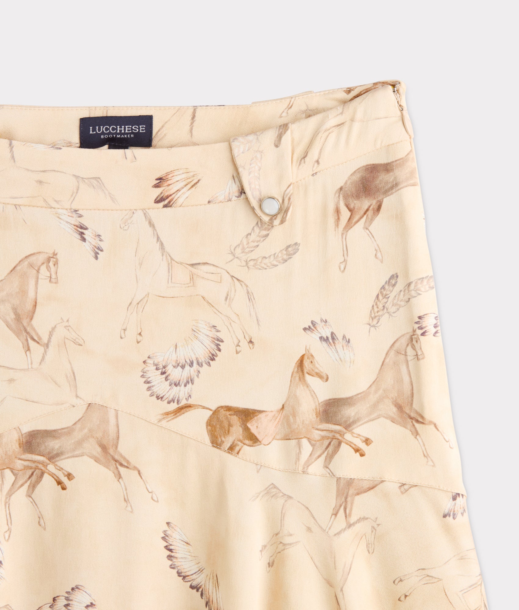 Chenay Equestrian Print Hankerchief Skirt :: Tan - Image 5