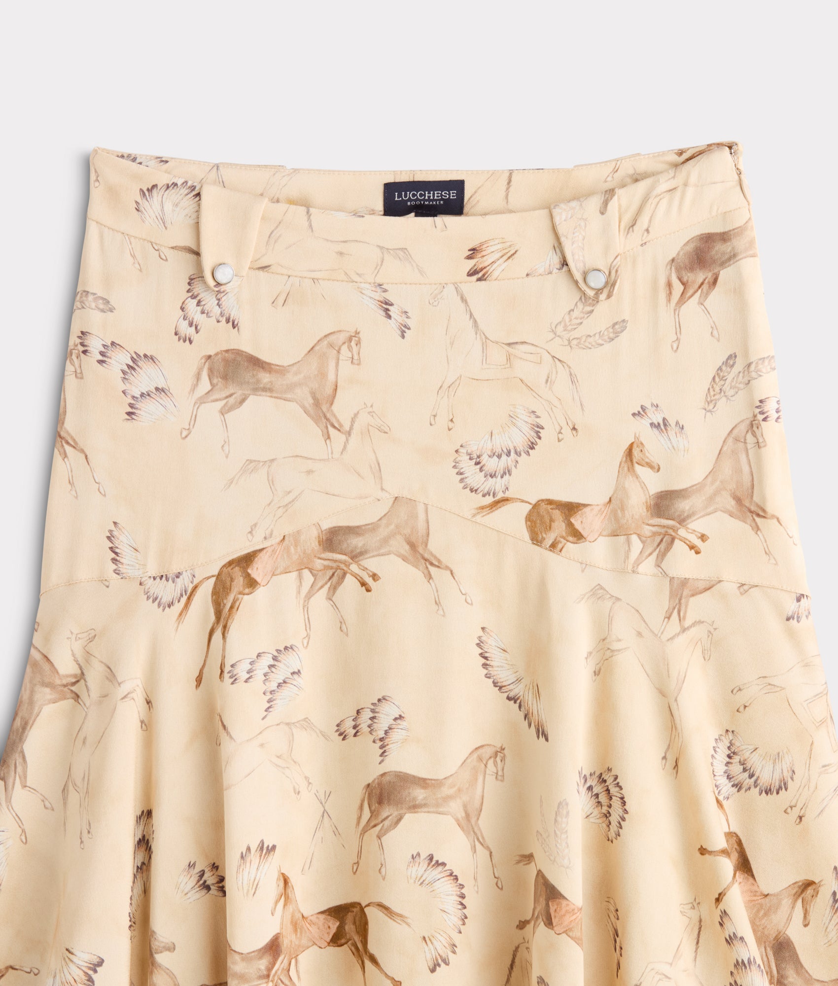 Chenay Equestrian Print Hankerchief Skirt :: Tan - Image 4