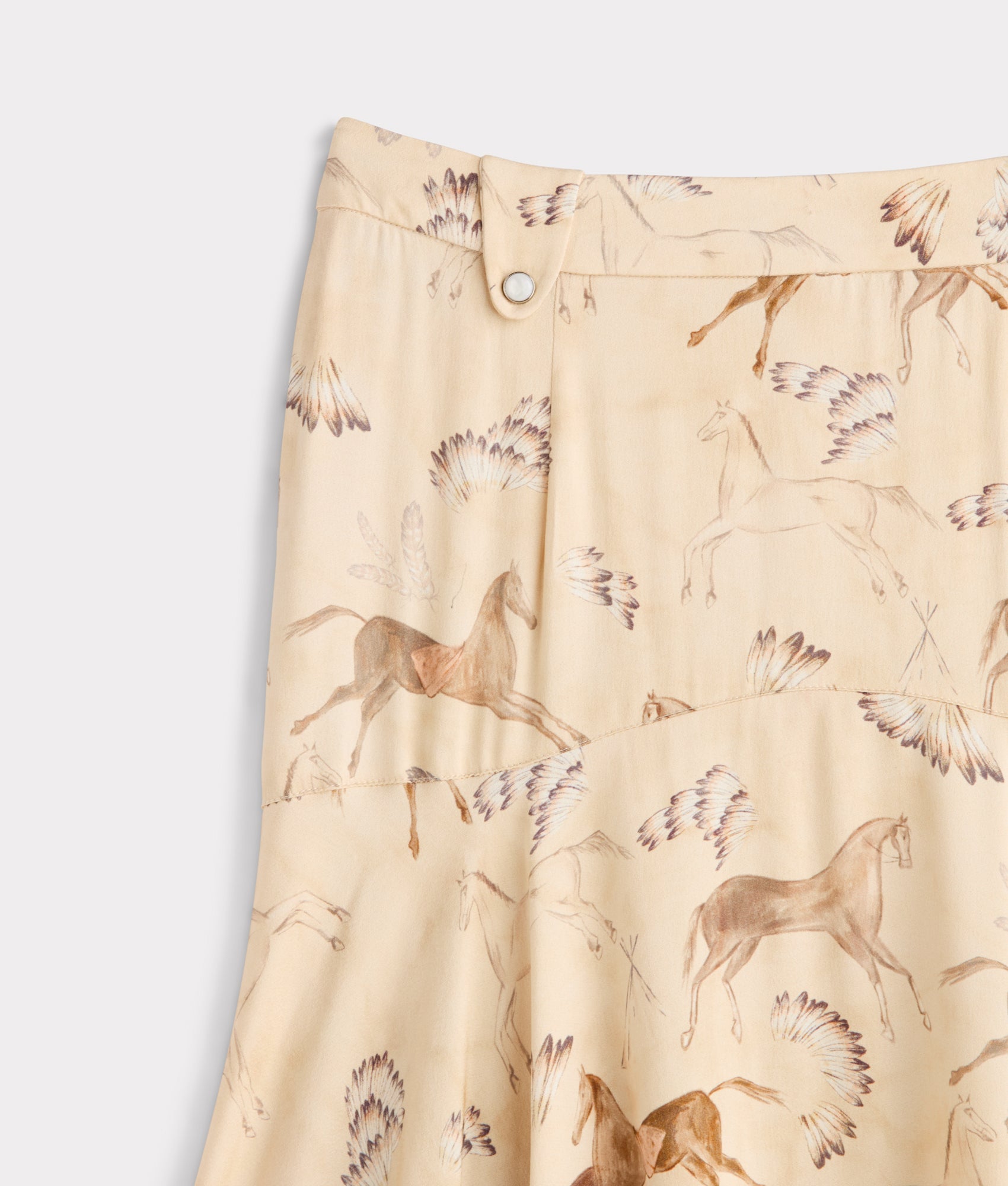 Chenay Equestrian Print Hankerchief Skirt :: Tan - Image 6