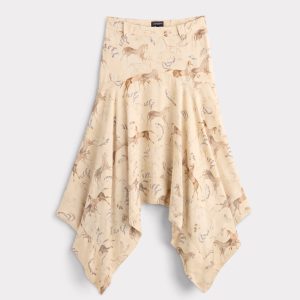 Chenay Equestrian Print Hankerchief Skirt :: Tan