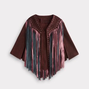 Shayanne Fringe Cape :: Black Cherry