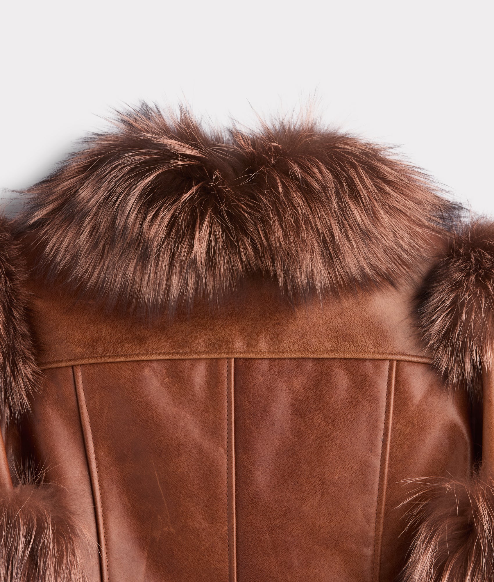 Annie Leather Jacket With Fox :: Brown - Image 9