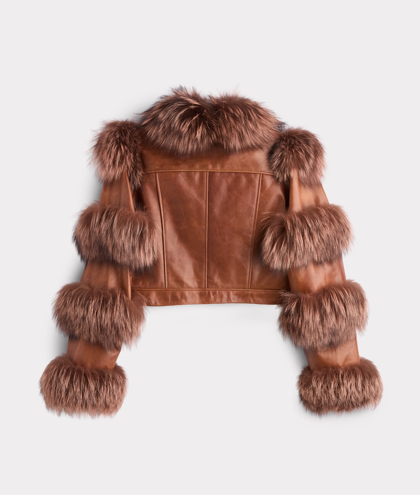 Annie Leather Jacket With Fox :: Brown - Image 5