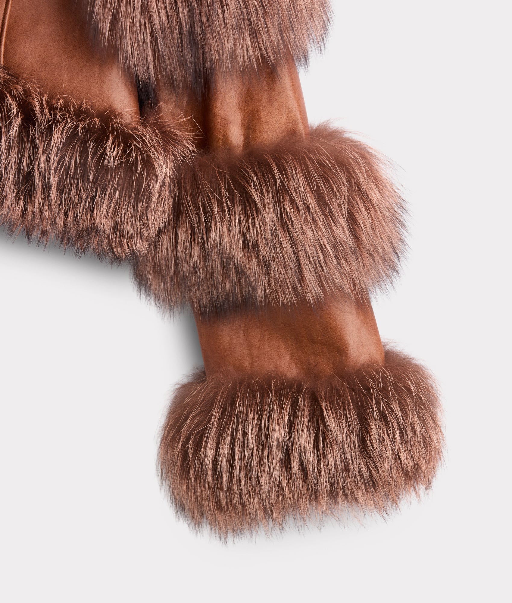 Annie Leather Jacket With Fox :: Brown - Image 6