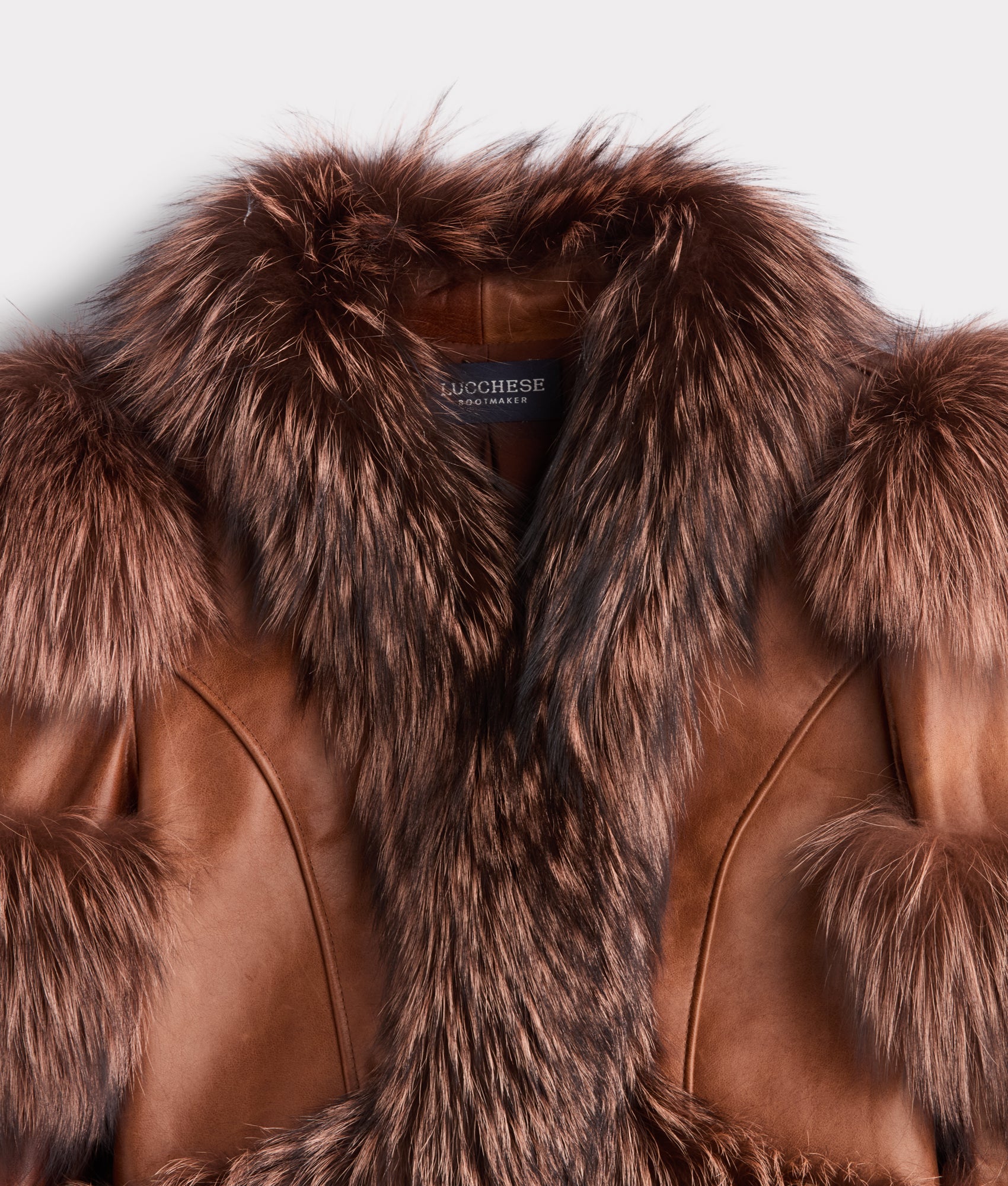 Annie Leather Jacket With Fox :: Brown - Image 7