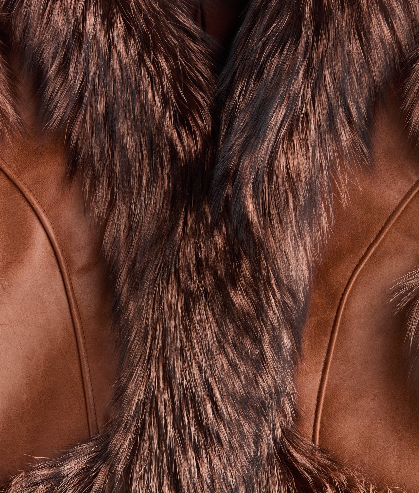 Annie Leather Jacket With Fox :: Brown - Image 8
