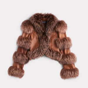 Annie Leather Jacket With Fox :: Brown