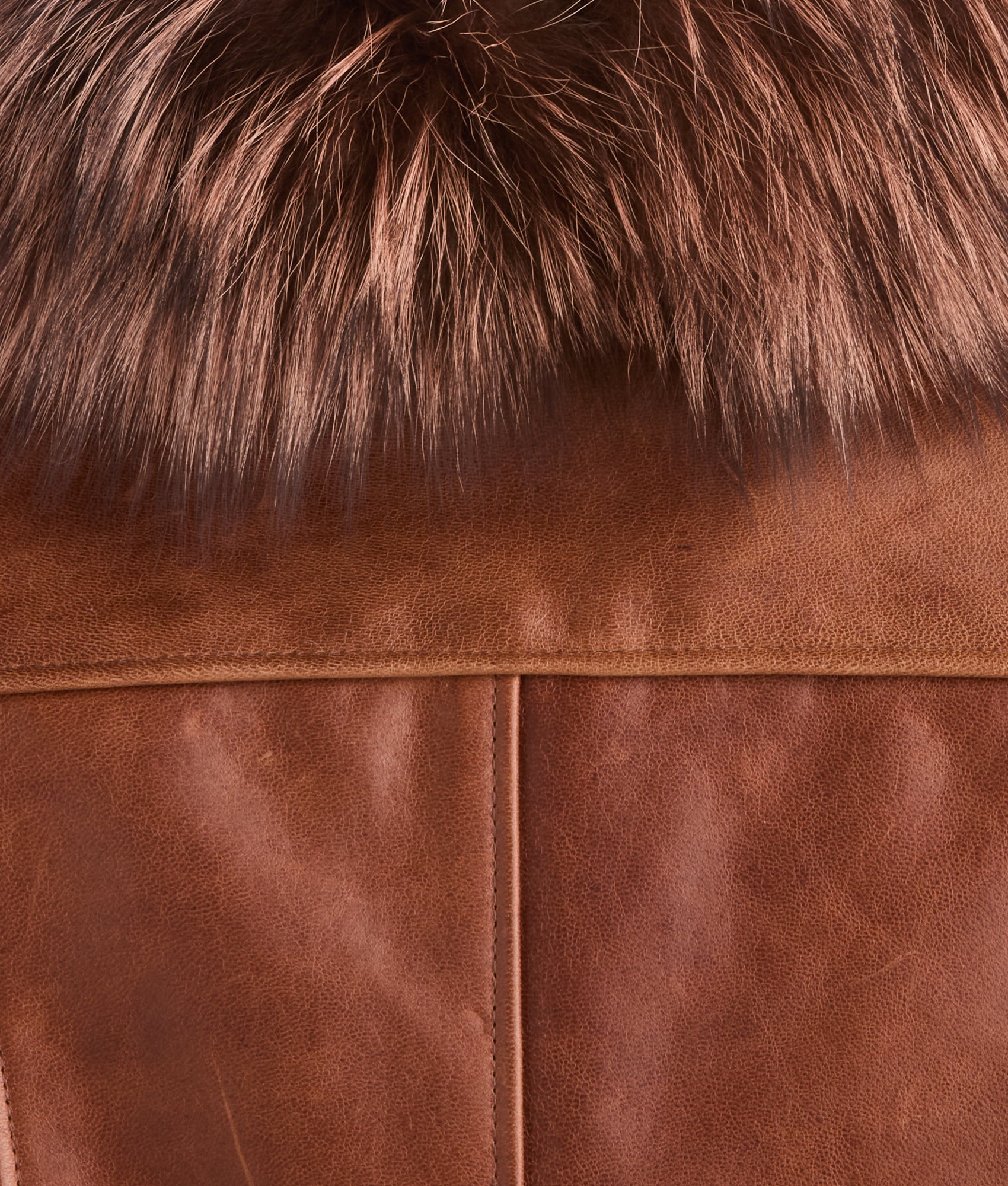 Annie Leather Jacket With Fox :: Brown - Image 14