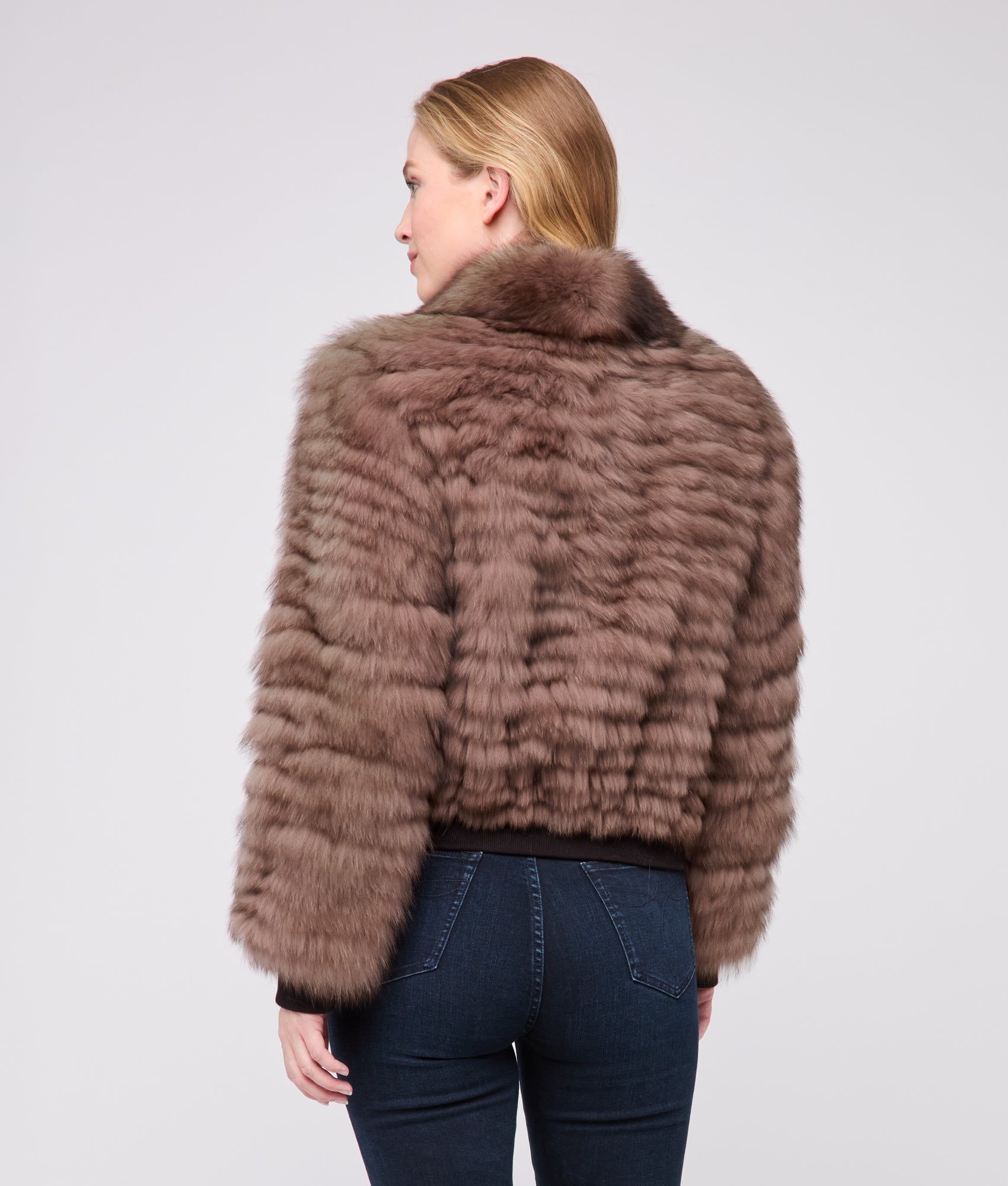 Amelia Fur Bomber Jacket :: Stone - Image 10