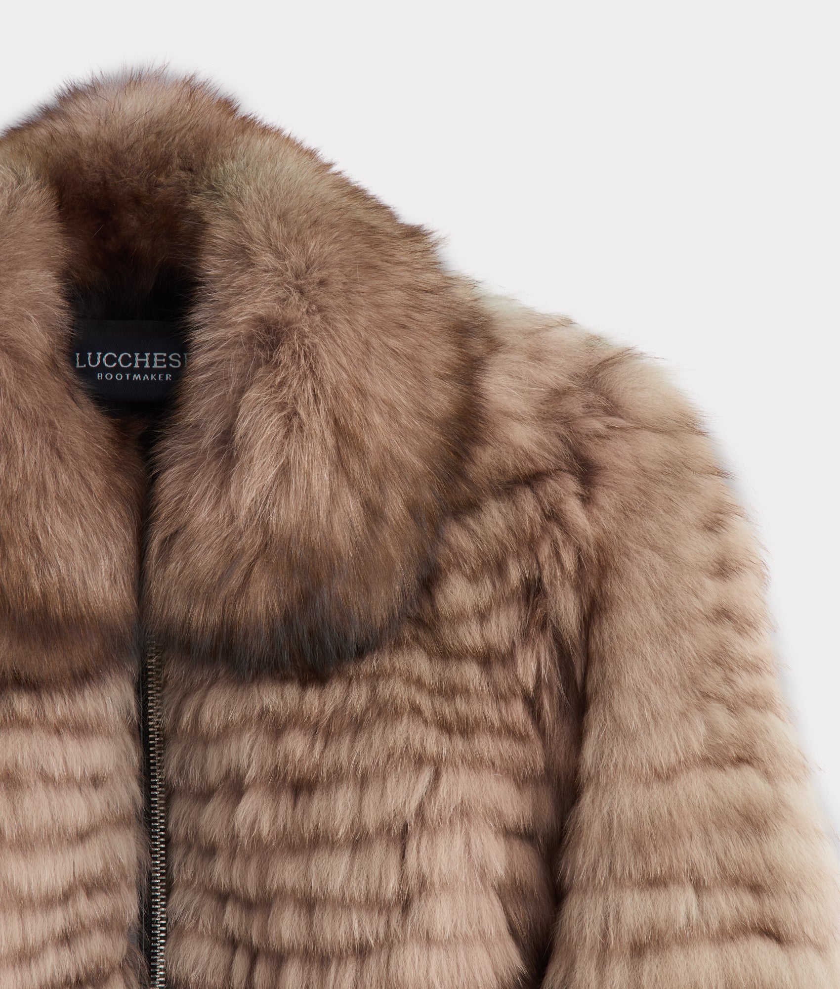 Amelia Fur Bomber Jacket :: Stone - Image 4