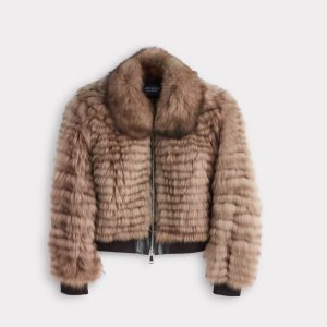 Amelia Fur Bomber Jacket :: Stone