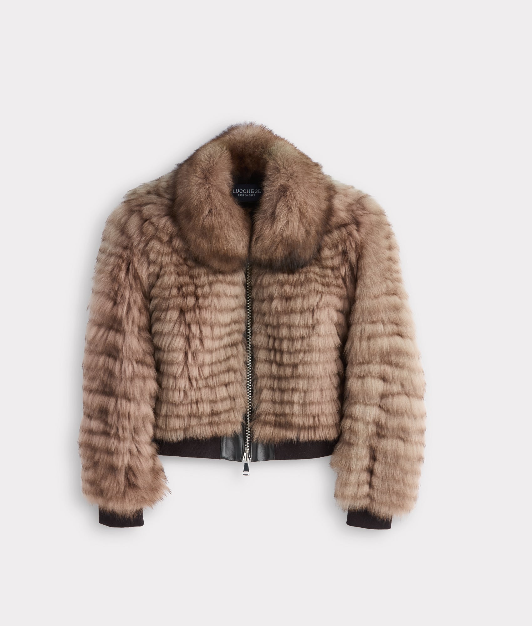 Amelia Fur Bomber Jacket :: Stone