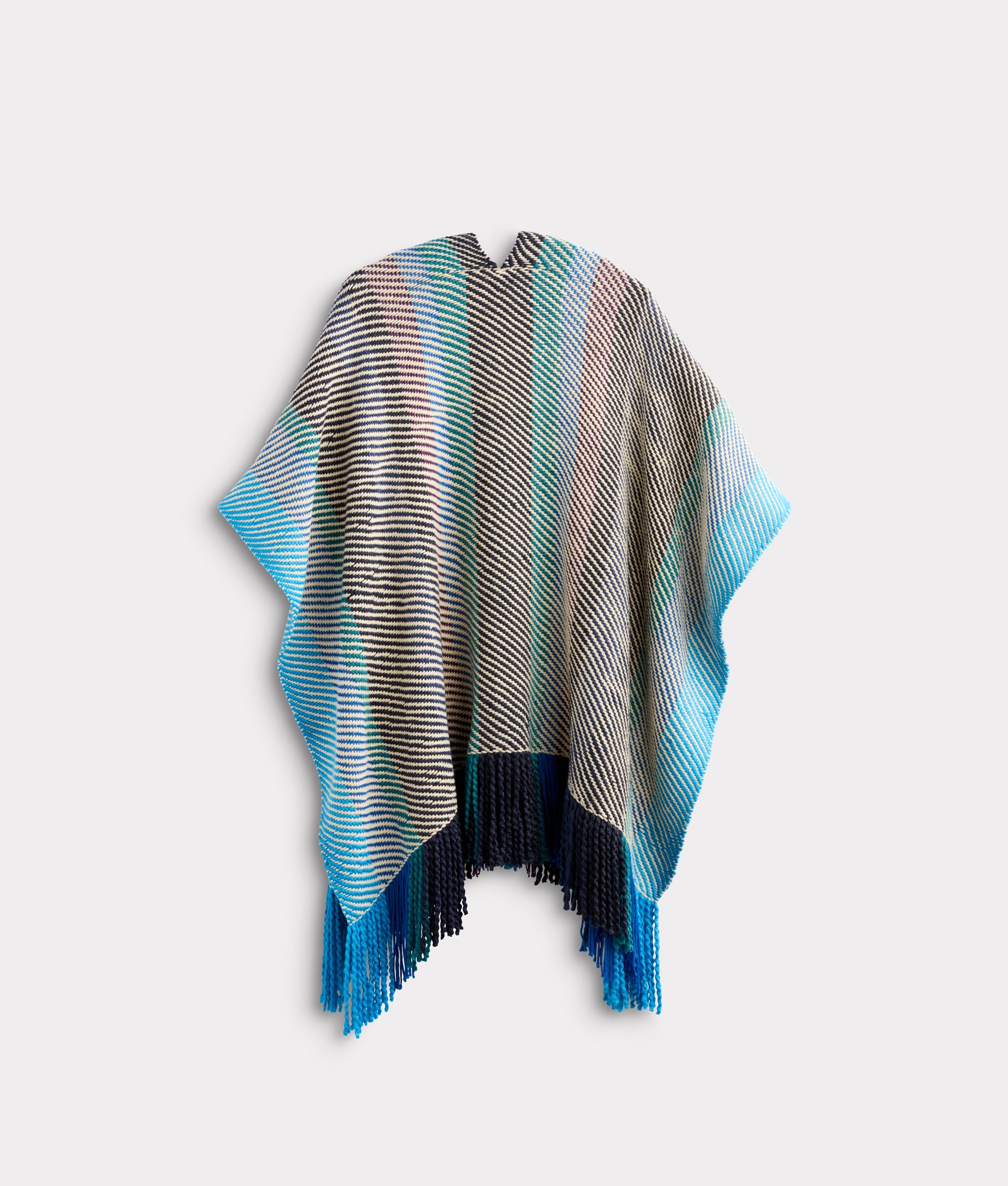 Aline Fringe Cape :: Striped Blue - Image 3