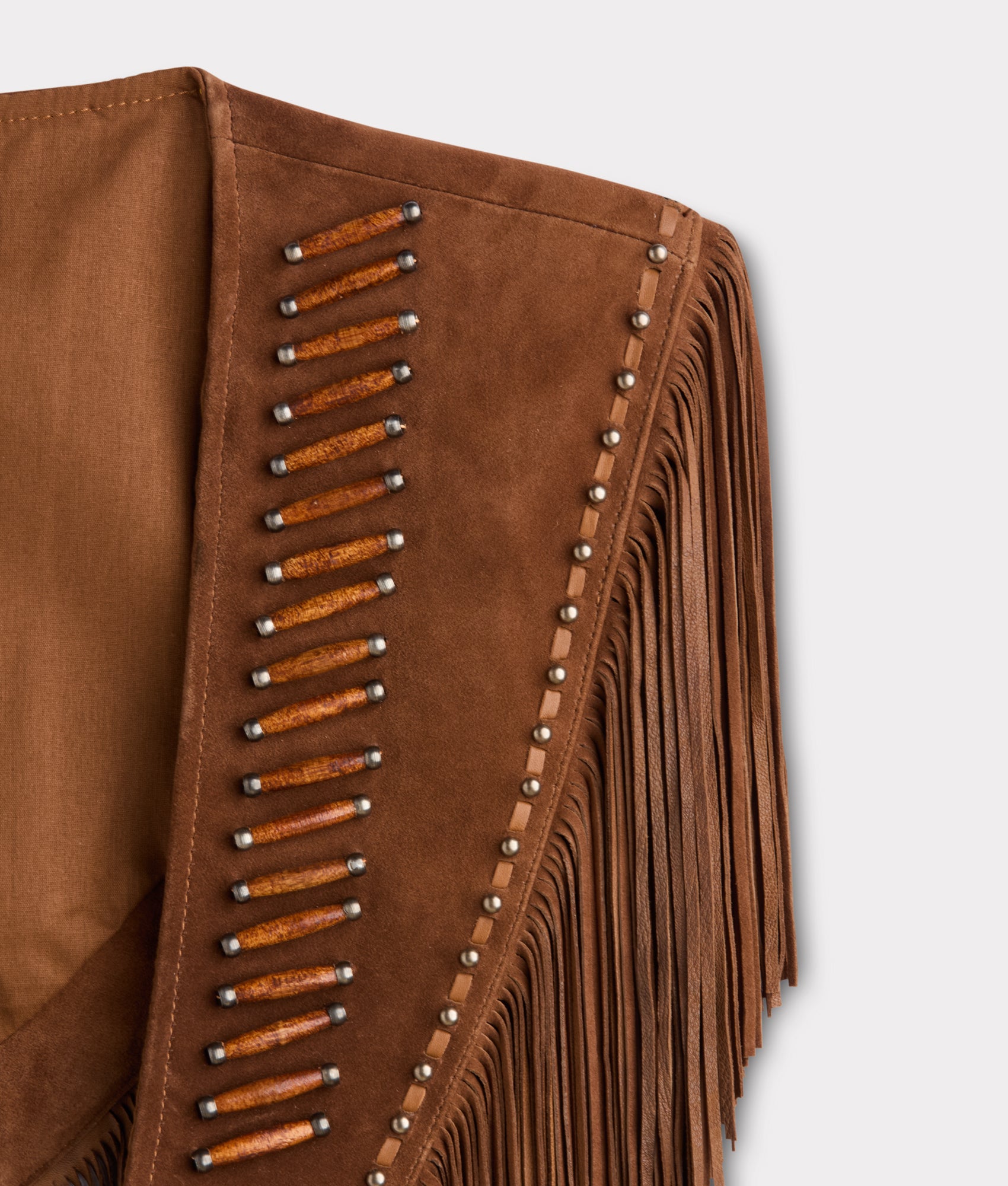 Sheila Beaded Fringe Cape :: Brown - Image 4
