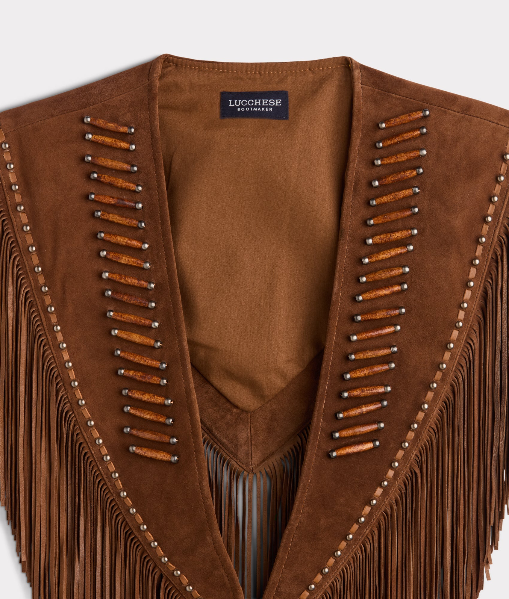 Sheila Beaded Fringe Cape :: Brown - Image 6