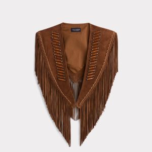 Sheila Beaded Fringe Cape :: Brown